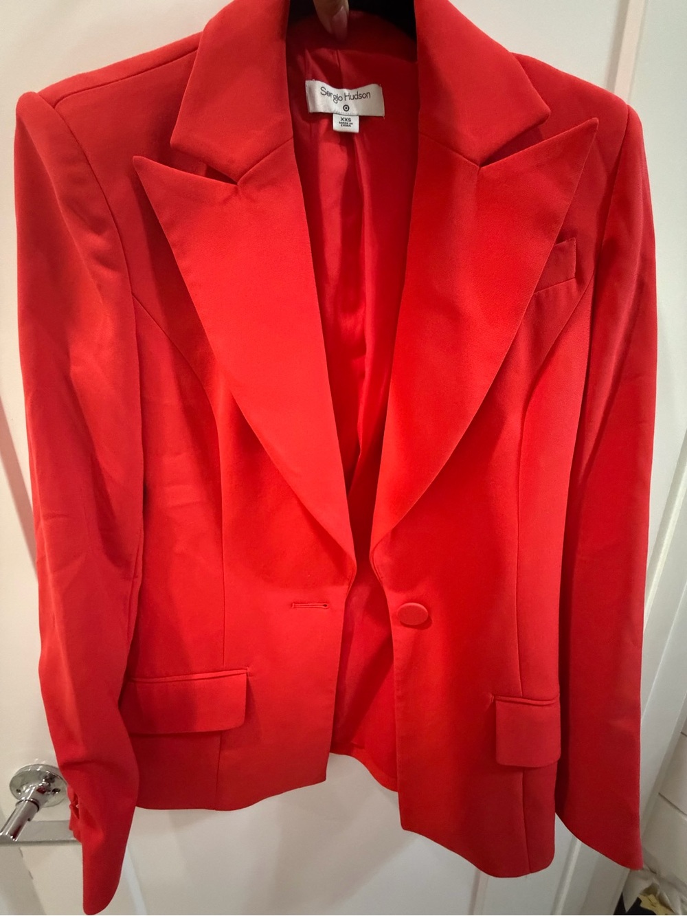 Sergio Hudson Red Structured Single-Button Blazer